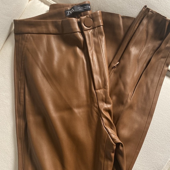 Zara faux brown leather pants - Picture 10 of 12